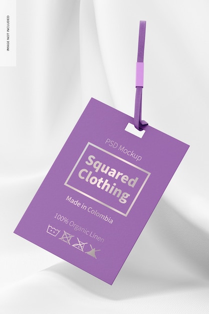 Squared Clothing Tag Mockup, fallend