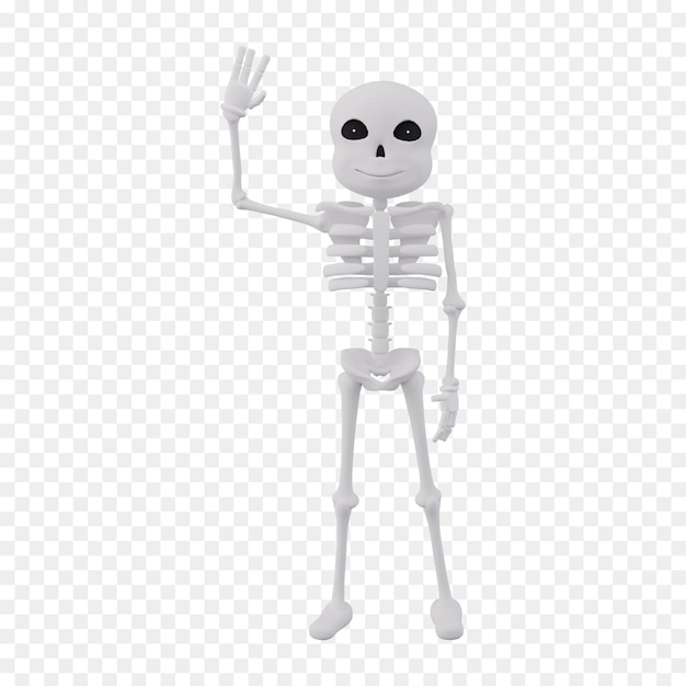 PSD squelette png - squelette agitant à la caméra - squelette d'halloween png télécharger