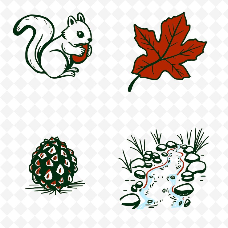PSD a squirrel with a leaf on it and a red leaf on it