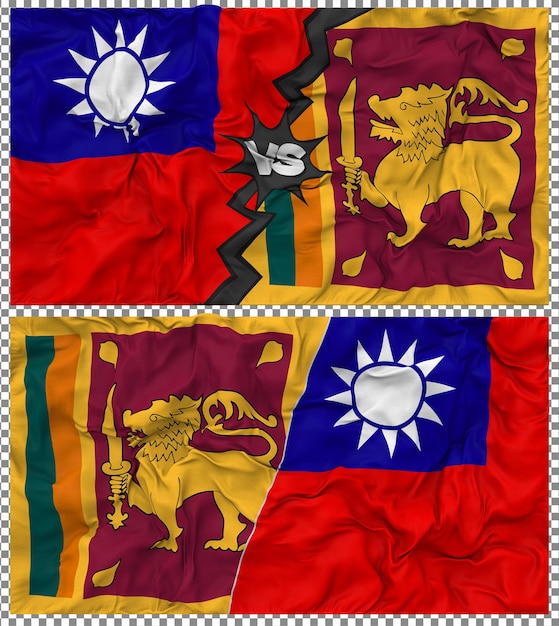 Sri Lanka contra Taiwán Media bandera combinada con textura 3D de la tela