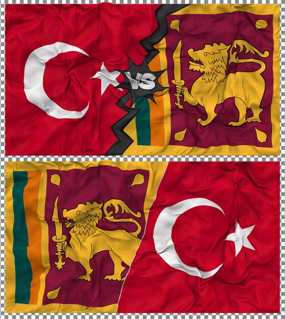 Sri Lanka contra Turquía Media bandera combinada con textura 3D de la tela