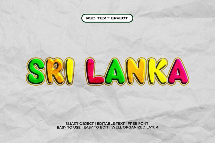 PSD sri lanka editable text effect