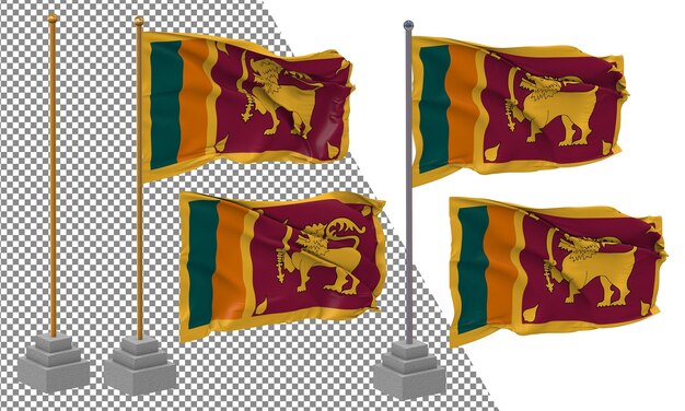 PSD sri lankas flagge schwenkt in einem anderen stil mit einem isolierten 3d-rendering