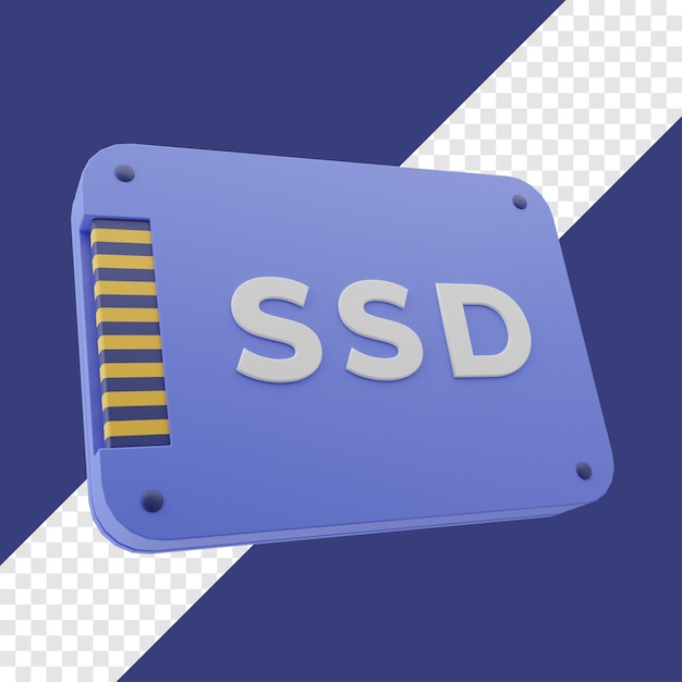 Ssd sata para computadora ilustración 3d con fondo transparente