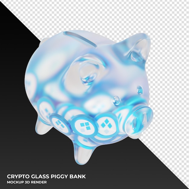 ssvnetwork tirelire en verre SSV avec illustration 3d de pièces cryptographiques