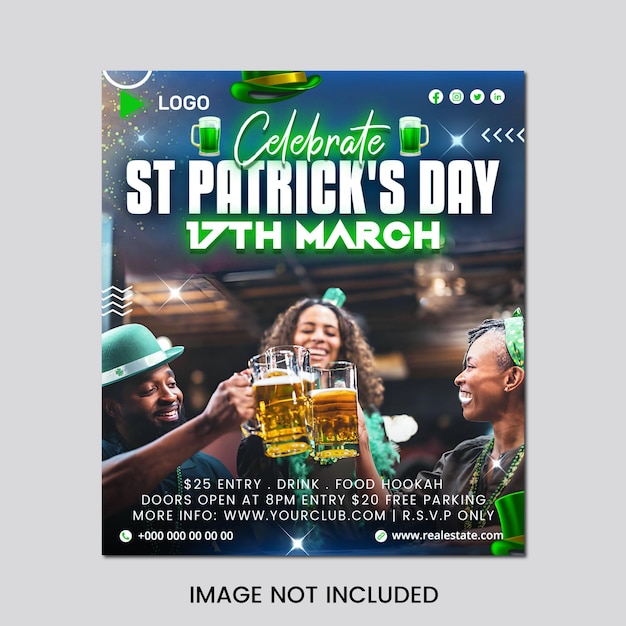 PSD st. patrick's day-feiern im märz instagram-geschichten instagram und facebook-post-vorlage