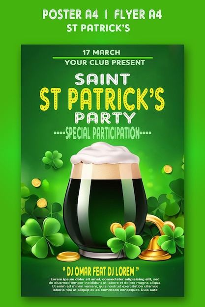 PSD st patricks day poster design template