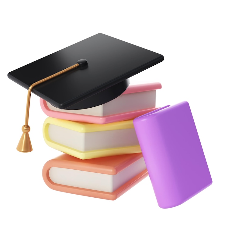 PSD stack 3d di libri chiusi e laureato universitario o universitario