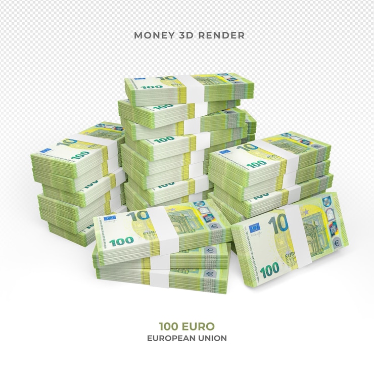 PSD stack di banconote da 100 euro denaro rendering 3d
