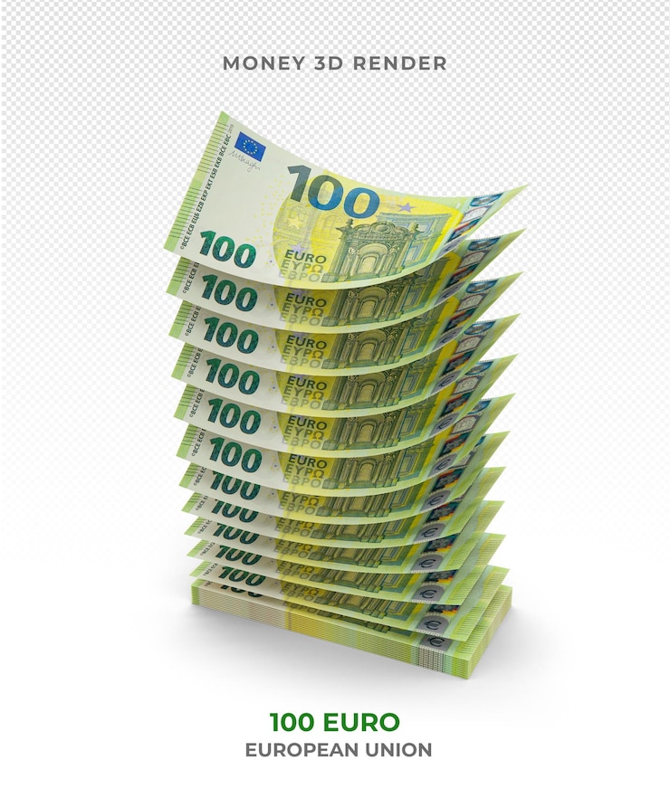 PSD stack di banconote da 100 euro denaro rendering 3d