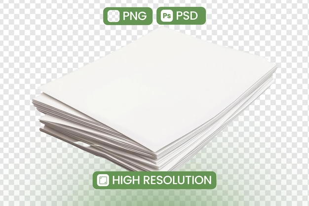 Stack di documenti in bianco ad alta risoluzione PNG e PSD download per progetti di progettazione Mockup e arte digitale Perfetto per modelli e layout di progettazione grafica che offrono opzioni pulite e versatili