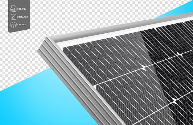 Stack di pannelli solari fotovoltaici isolati su sfondo blu Illustrazione 3d