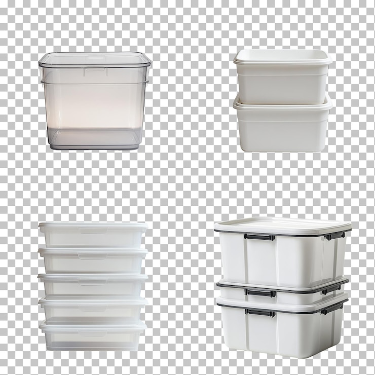 PSD stack of colorful plastic storage containers