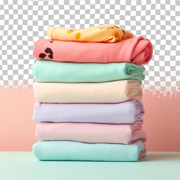 PSD a stack of colorful shirts with a heart on the front