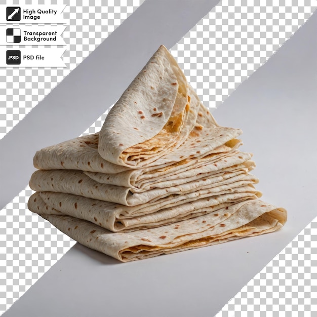 Stack psd de tortilha em fundo transparente com camada de máscara editável