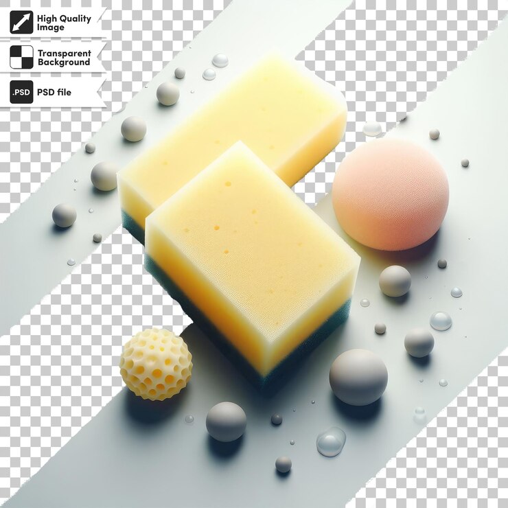 PSD stack psd di spugne colorate su sfondo trasparente