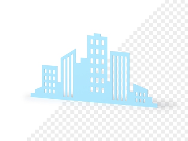 Stadt Wohnhaus außen Stadtbild diagonal platziert realistische 3D-Symbol