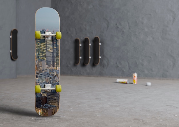 PSD städtisches buntes skateboard mit modell