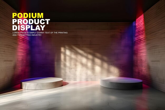 PSD stage podium scene display mockup for product presentation interior scene for product showcase