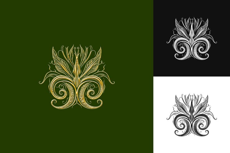 PSD staghorn fern con motivos de bobina de python y gráficos vectoriales planos diseño vectorial de ilustraciones creativas