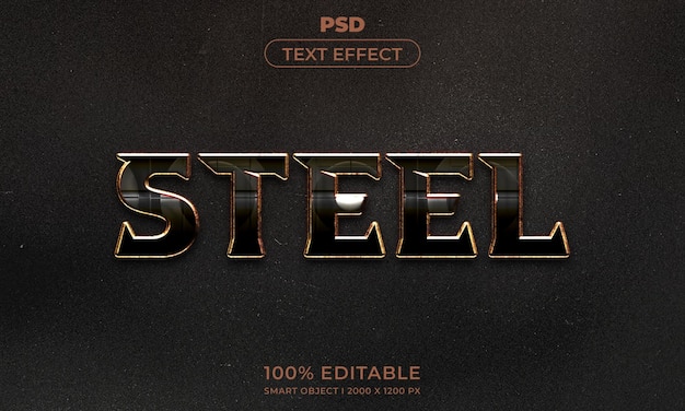 Stahl 3d bearbeitbarer Texteffektstil mit Hintergrund