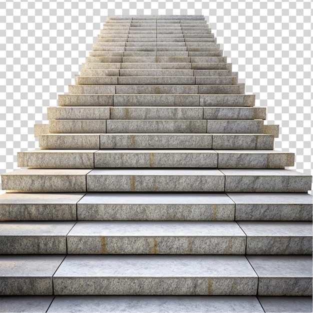 PSD stairs made of large stone steps isolated on transparent background