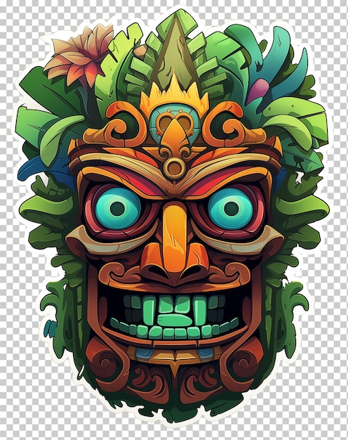 Stammesmaske aus holz tiki-maske hawaiianische und polynesische dekoration beängstigende holz-gesichtsmaske dekoration mit blumen