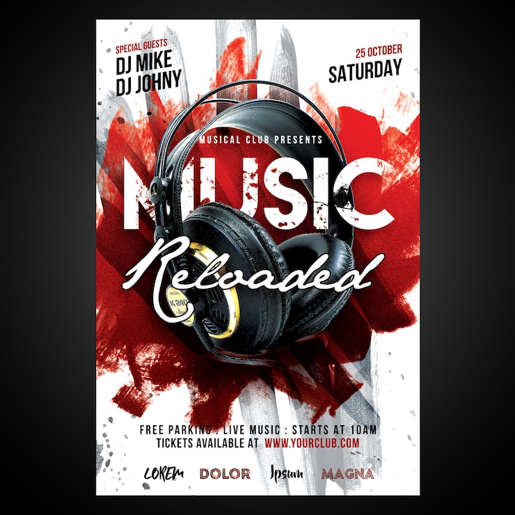 PSD stampa pronto musica poster ricaricato