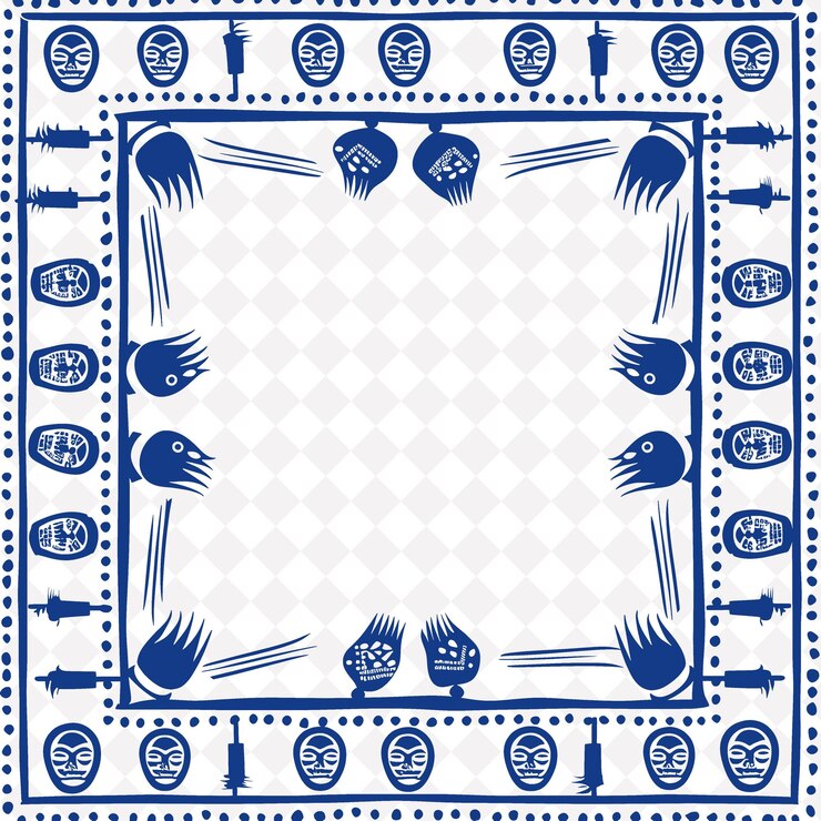 PSD stampino tribale africano con stampe di animali e maschere per la decorazione tradizionale decorativa unica