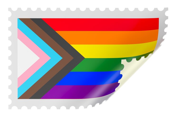 PSD stampone con rendering 3d della bandiera lgbtq isolato su uno sfondo trasparente