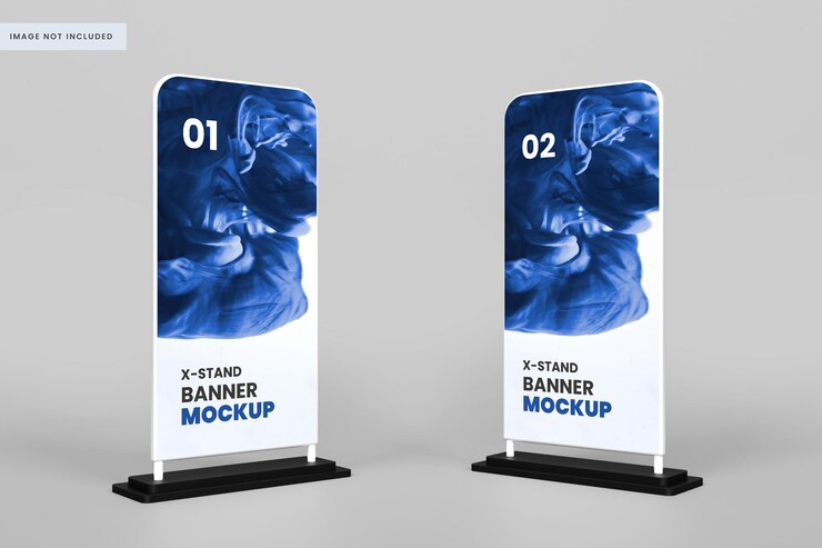 Stand banner e roll up banner mockup
