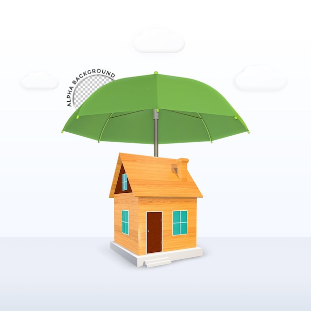 Stand De Couleur Vert Parapluie Avec Fond De Rendu 3d Isolé à La Maison