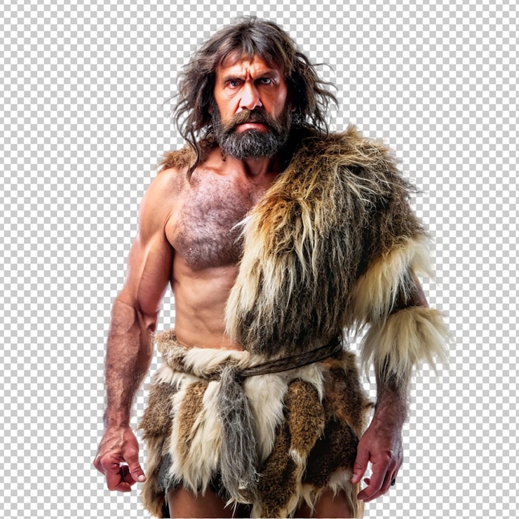 PSD stand de pele de neandertal em fundo transparente