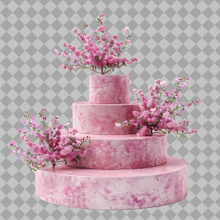 PSD stand de productos de estilo shabby chic hecho de floral rosa con un objeto romántico png en un fondo limpio