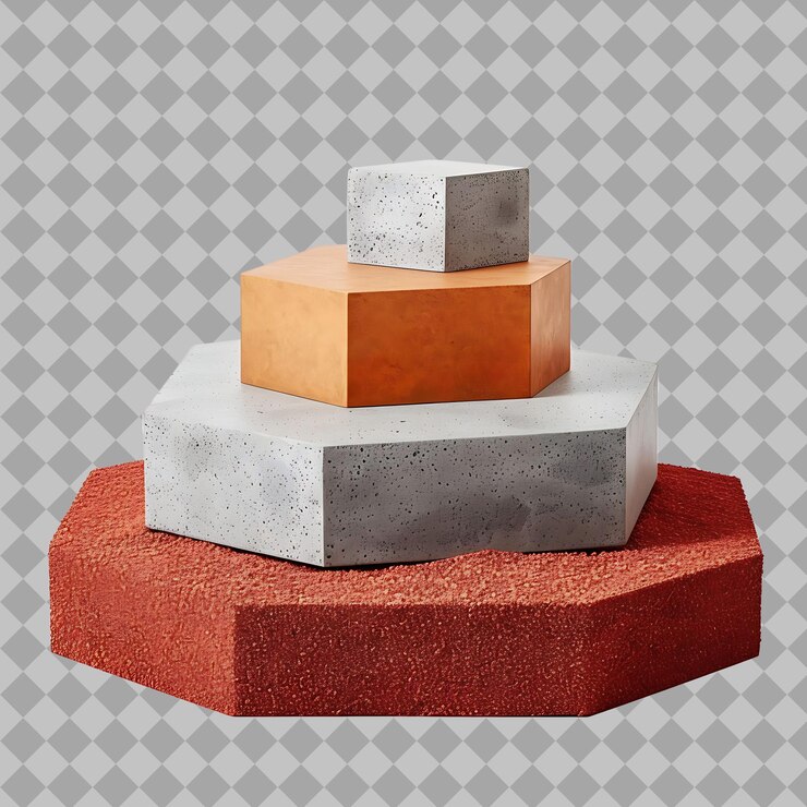 PSD stand de productos de talio pentagonal con un objeto png natural y meteorológico en un fondo limpio