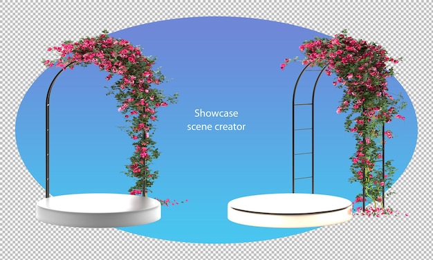 PSD stand de produit et maquette d'arches roses3d pour montrer le produit