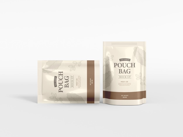 Stand up glossy foil pouch bag mockup