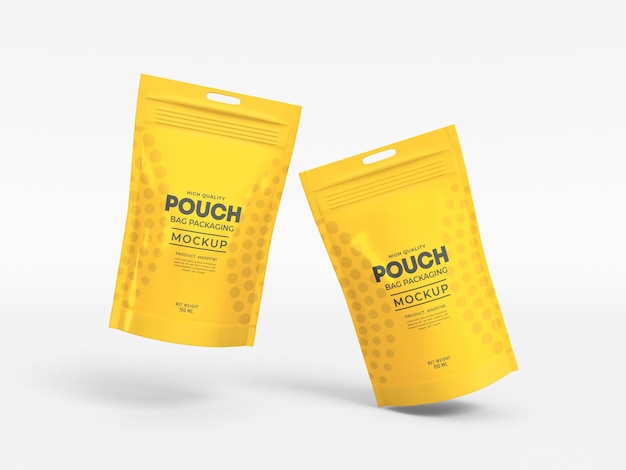 Stand up glossy pouch bag mockup