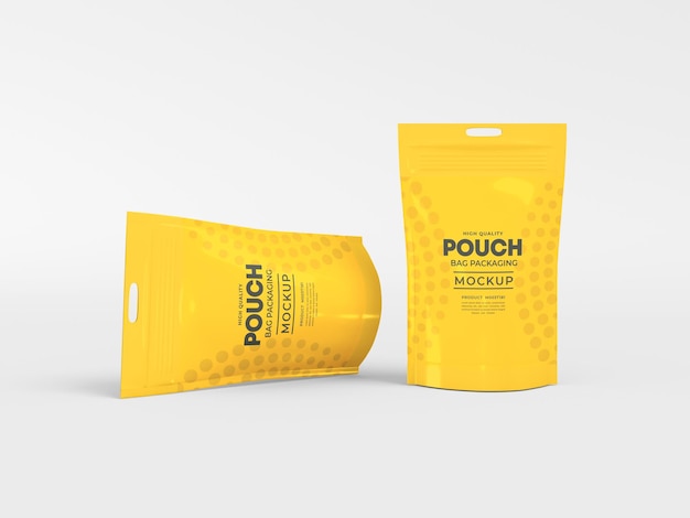 Stand Up Glossy Pouch Bag Mockup