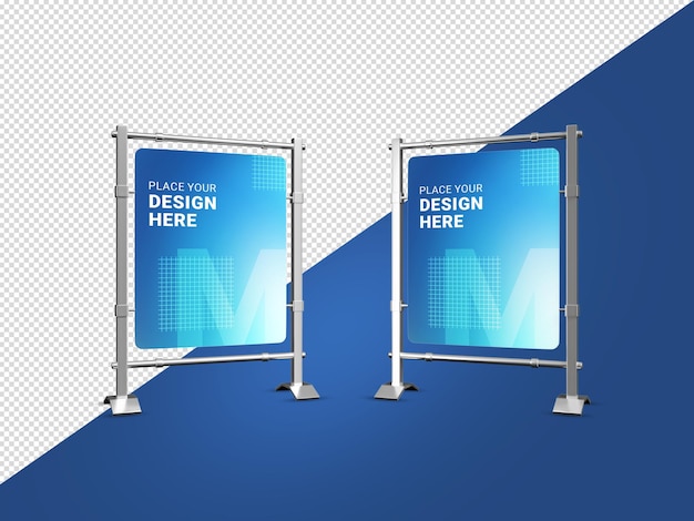 Standee mockup für werbung und werbung am straßenrand banner-poster am straßenrand standee psd-mockup