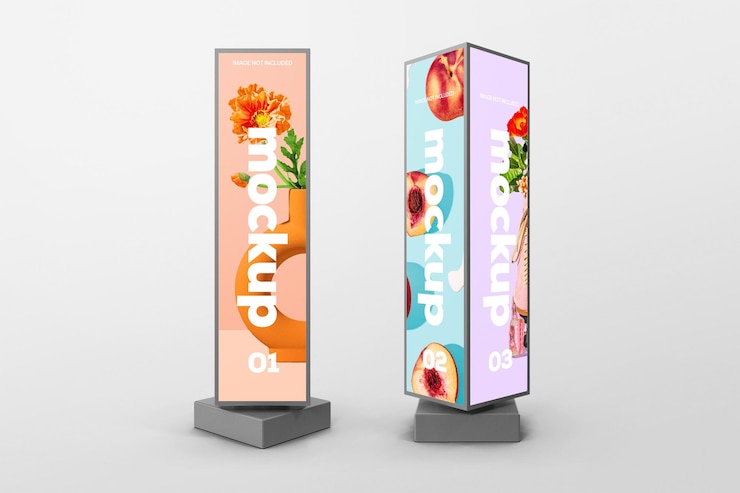 PSD standing billboard advertising screen mockup template design psd (desenho de modelo de tela publicitária em pé)
