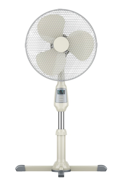 Standing Pedestal Electric Fan vista anteriore rendering 3D isolato su sfondo trasparente