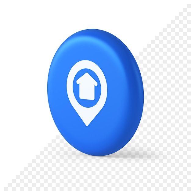 Standort des städtischen Gebäudes finden Schaltfläche Hauskarte Pin Webanwendung 3D rundes isometrisches Symbol