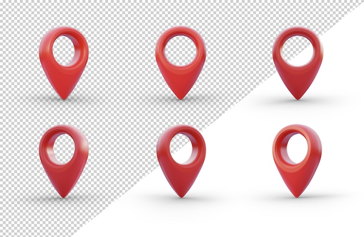 PSD standort-pin-icon-set isoliert auf weißem hintergrund
