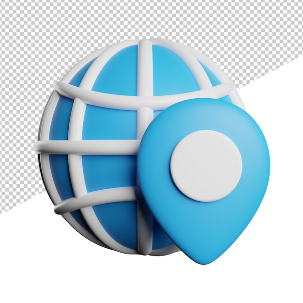 Standort Pin Mark Website Vorderansicht Symbol 3D-Darstellung auf transparentem Hintergrund