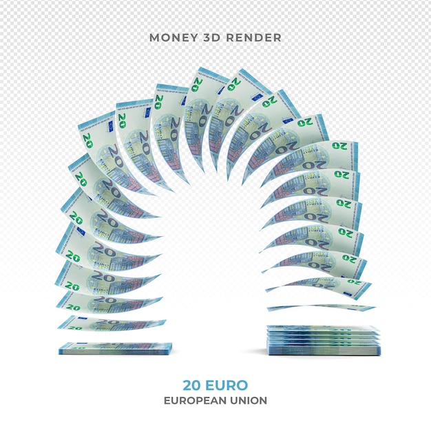 Stapel von 20 Euro Banknoten Geld 3d rendern