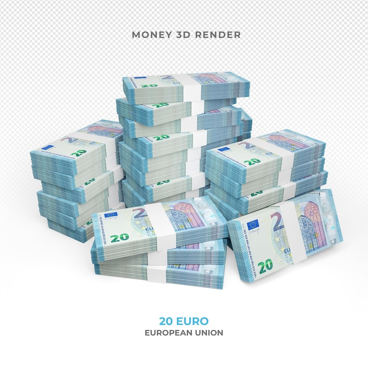 PSD stapel von 20 euro banknoten geld 3d rendern