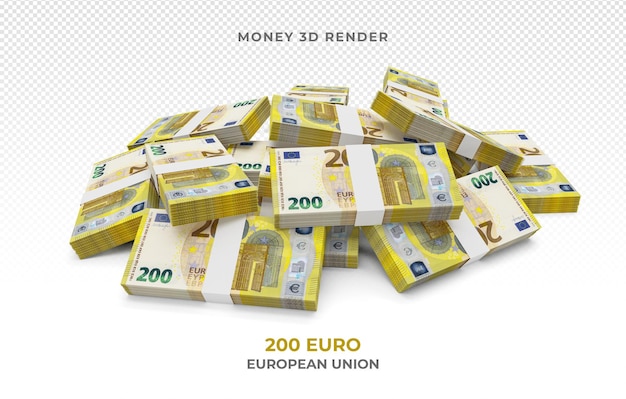 Stapel von 200 Euro Banknoten Geld 3d rendern