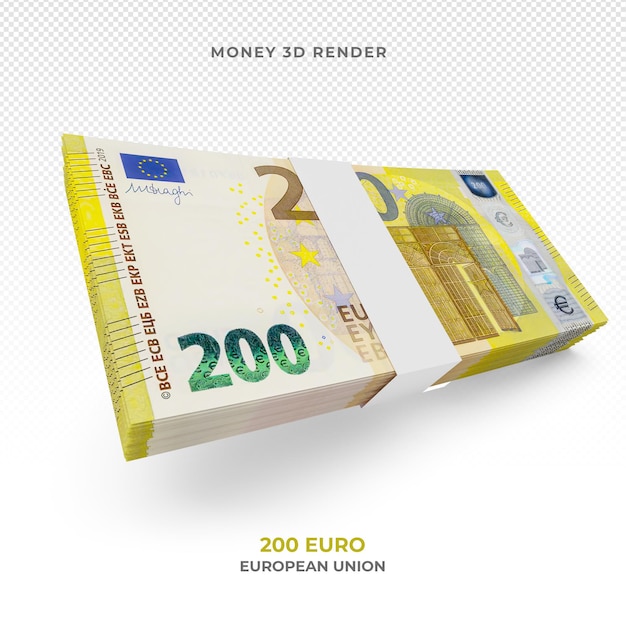 PSD stapel von 200 euro banknoten geld 3d rendern