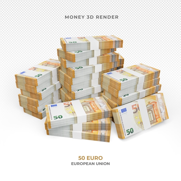 PSD stapel von 50 euro banknoten geld 3d rendern
